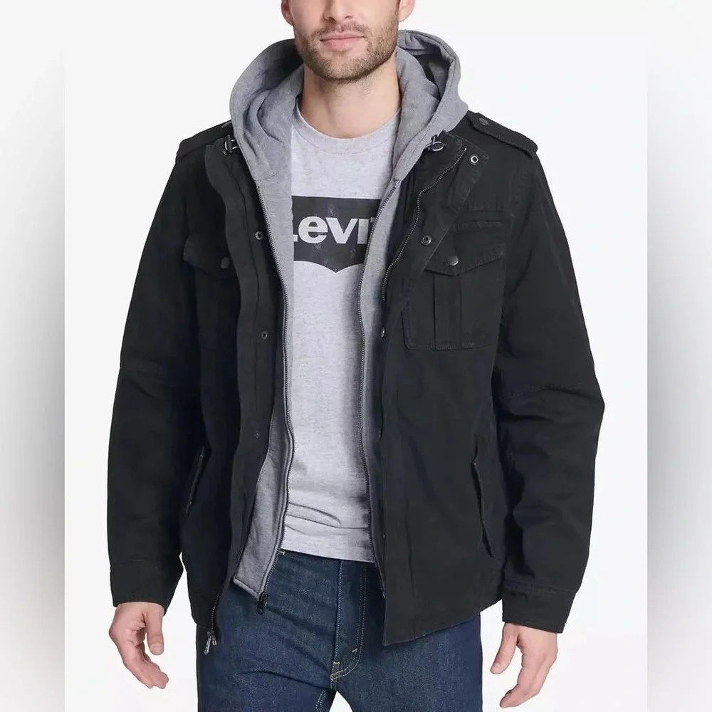 Levi’s hooded trucker jacket with Sherpa lining